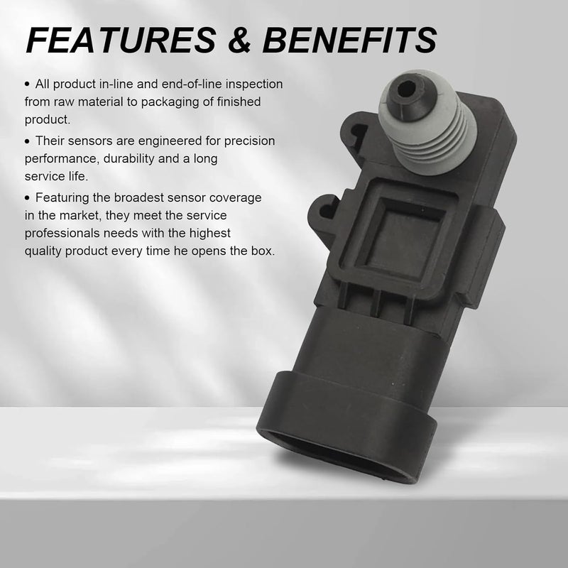dawfall Pack-1 Car Fuel Tank Pressure Sensor, Vapor Vent Port Tank Pressure Sensor, Replacement OEM #16238399, 9377680, 09377680, 16196060 Accessories, Compatible with Delphi Third Generation (Black) - Image 5